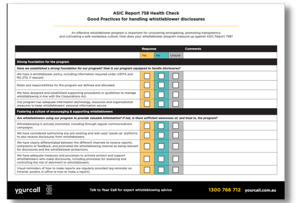 Download Your Call's ASIC 758 checklist and see how your whistleblowing ...